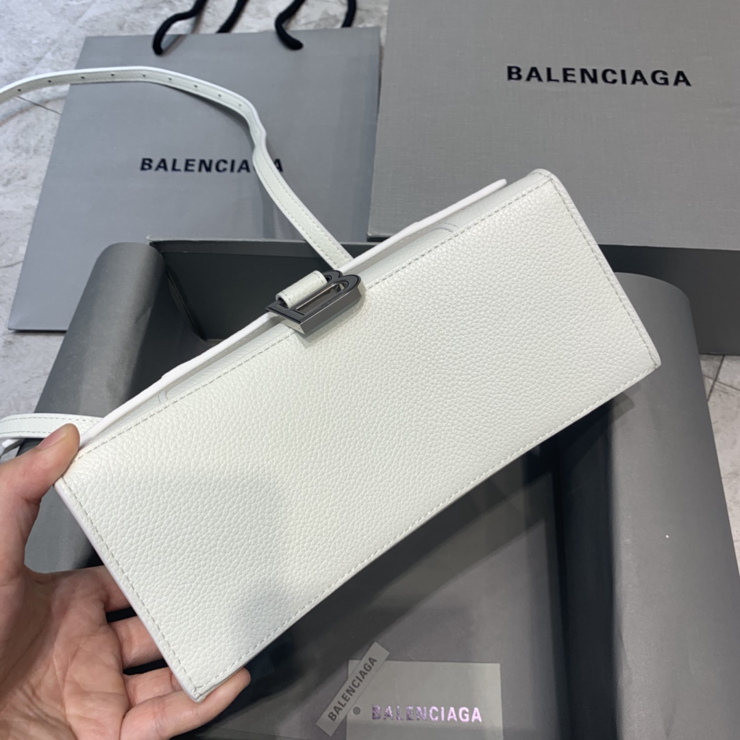 Balenciaga Hourglass Small Handbag Grain Calfskin Shoulder Bag White